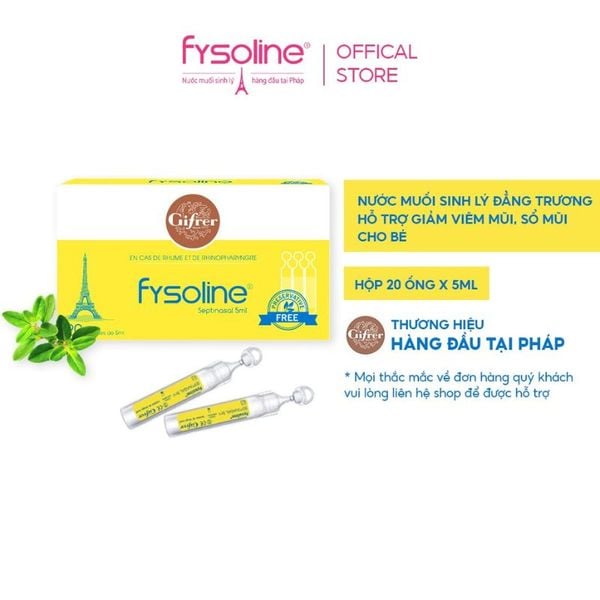Nước muối sinh lý Fysoline Septinasal Gifrer hỗ trợ vệ sinh mũi cho bé (20 ống x 5ml)