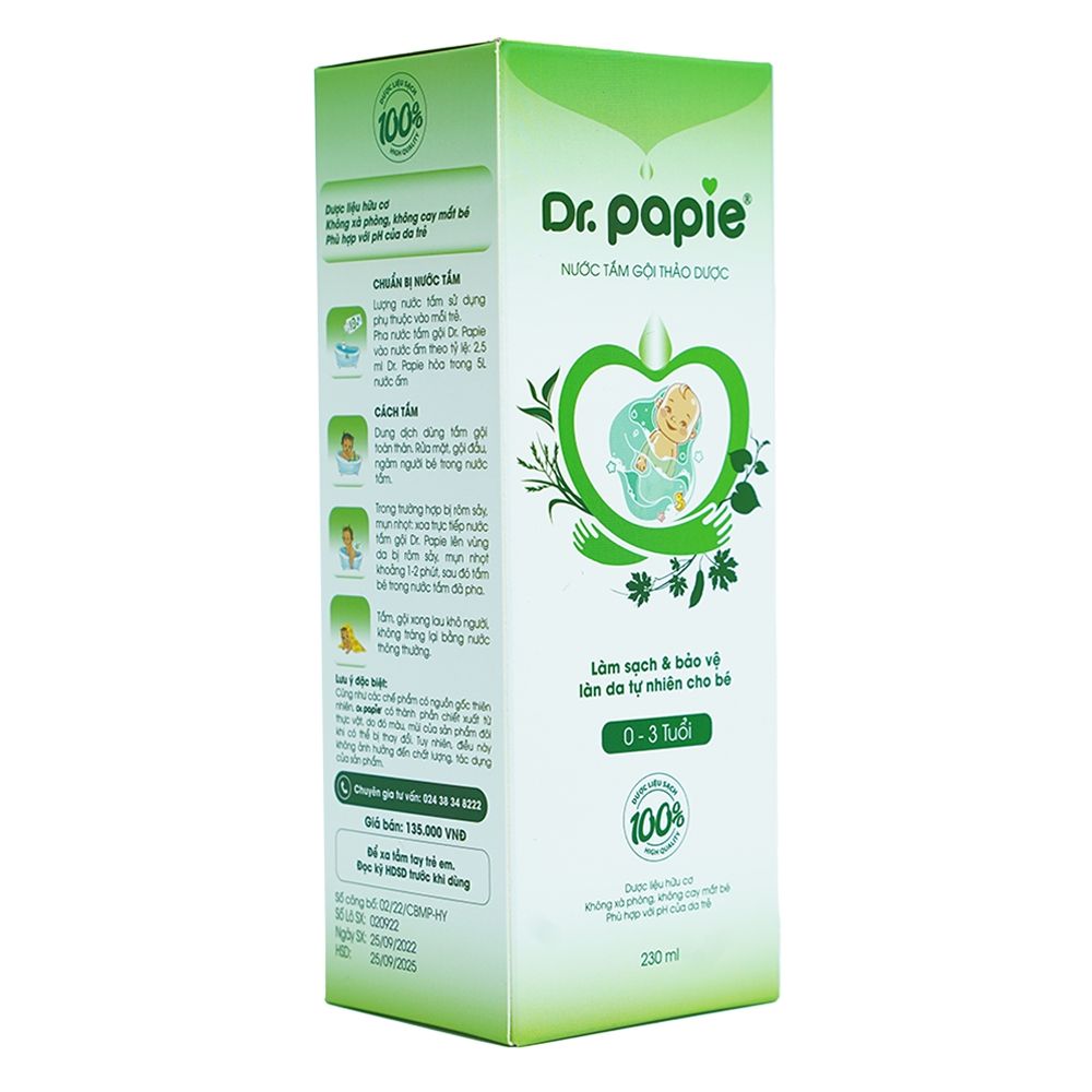 Nước tắm gội thảo dược Dr.Papie 230ml