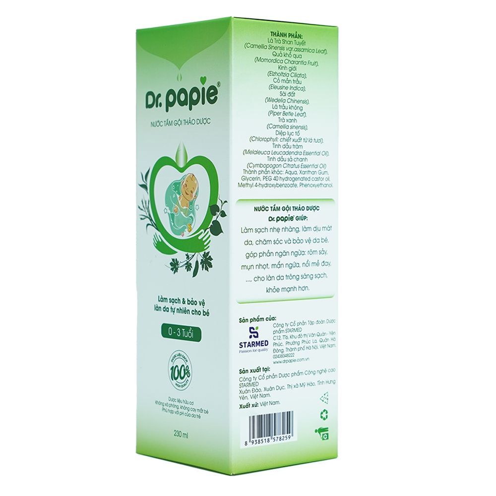 Nước tắm gội thảo dược Dr.Papie 230ml