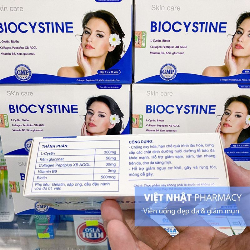 Viên uống Biocystine - Hỗ trợ đẹp da, giảm gãy rụng tóc và làm chậm quá trình lão hoá, Hôp 30 viên