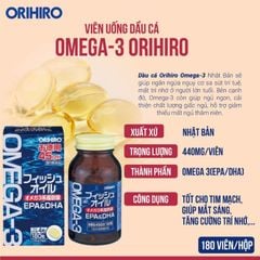 Viên uống dầu cá Omega 3 Orihiro Nhật - Giải pháp tối ưu cho tim mạch, não bộ và thị lực, hộp 180 viên