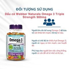Viên Uống Dầu Cá Omega-3 Triple Strength Webber Naturals 900mg - Hỗ Trợ Sức Khỏe Tim Mạch, Não Bộ và Thị Lực, Hộp 80 viên
