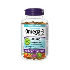 Viên Uống Dầu Cá Omega-3 Triple Strength Webber Naturals 900mg - Hỗ Trợ Sức Khỏe Tim Mạch, Não Bộ và Thị Lực, Hộp 80 viên