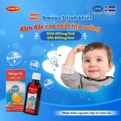 Siro Omega Vit, bổ sung Omega 3 (DHA và EPA) hỗ trợ phát triển não bộ và thị lực cho trẻ