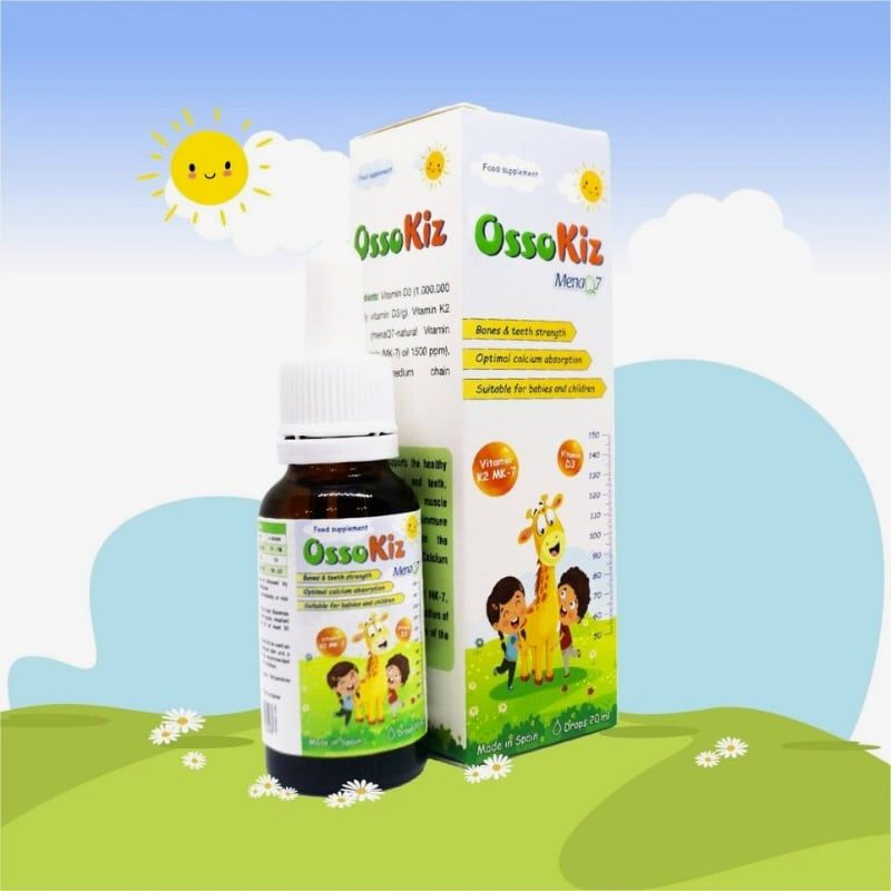 OssoKiz - Vitamin D3K2 MK7 hỗ trợ phát triển chiều cao cho trẻ từ Tây Ban Nha