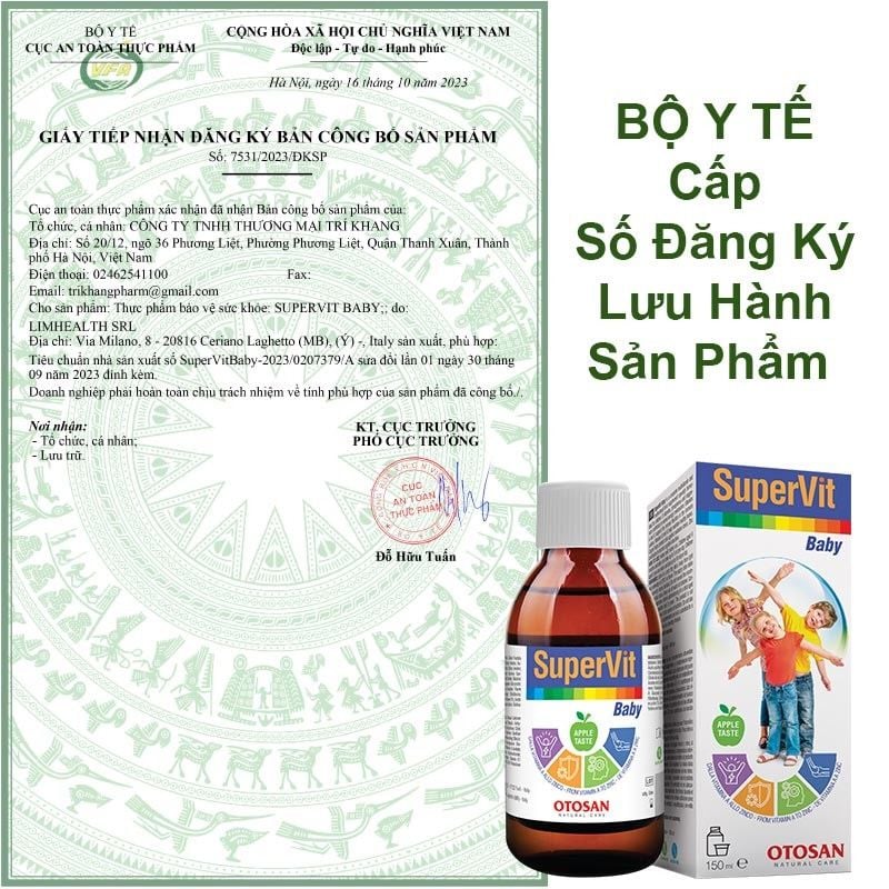 Siro SuperVit baby, vitamin tổng hợp bổ sung 21 vitamin và khoáng chất cho bé từ Ý, chai 150 ml