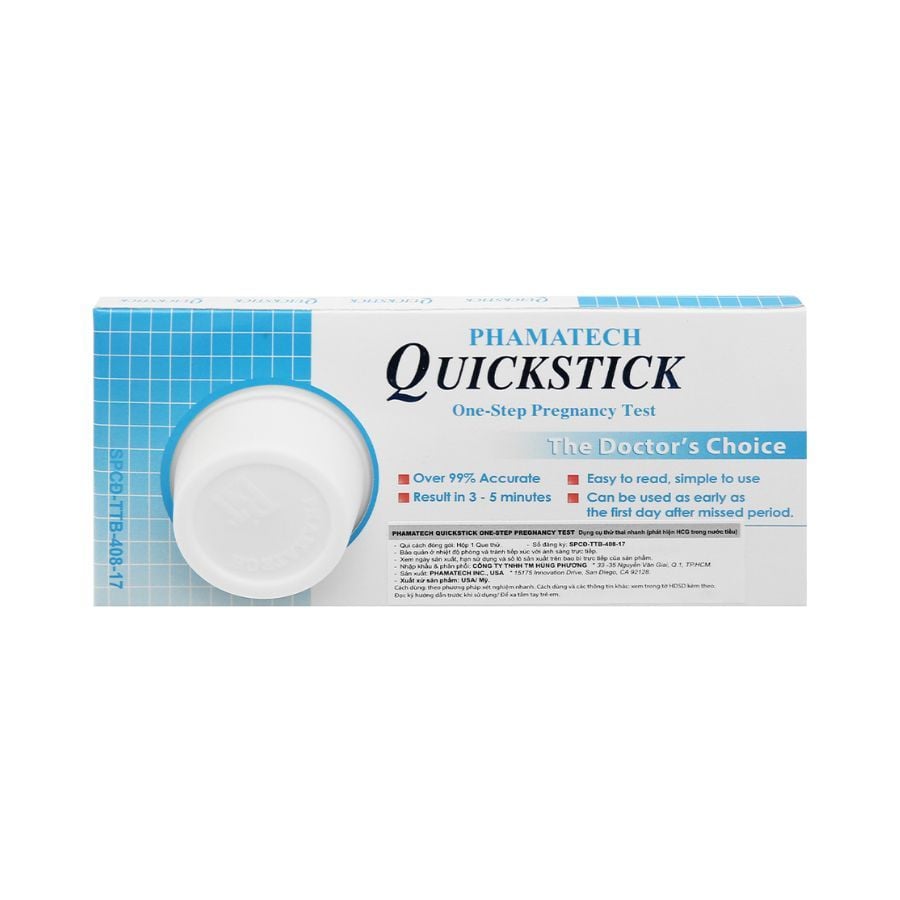 Que thử thai Quickstick One-step Pregnancy Test, thử thai nhanh và chính xác, hộp 1 test