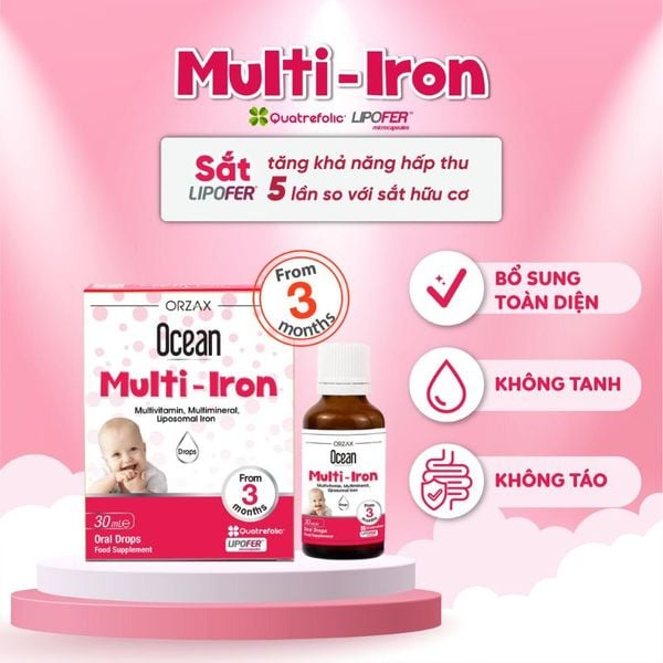 Siro Ocean Multi Iron – Bổ sung sắt và 14 vi chất cho bé từ 3 tháng tuổi từ châu Âu