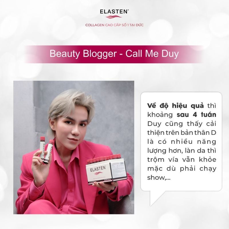 Collagen thuỷ phân Elasten làm đẹp và trẻ hoá làn da số 1 của Đức, hộp 28 ống uống 28 ngày