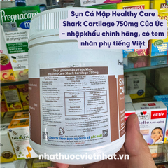 Sụn Cá Mập Healthy Care Shark Cartilage 750mg Của Úc - Hỗ Trợ Sức Khoẻ Xương Khớp Cho Người Lớn Tuổi, Hộp 200 Viên