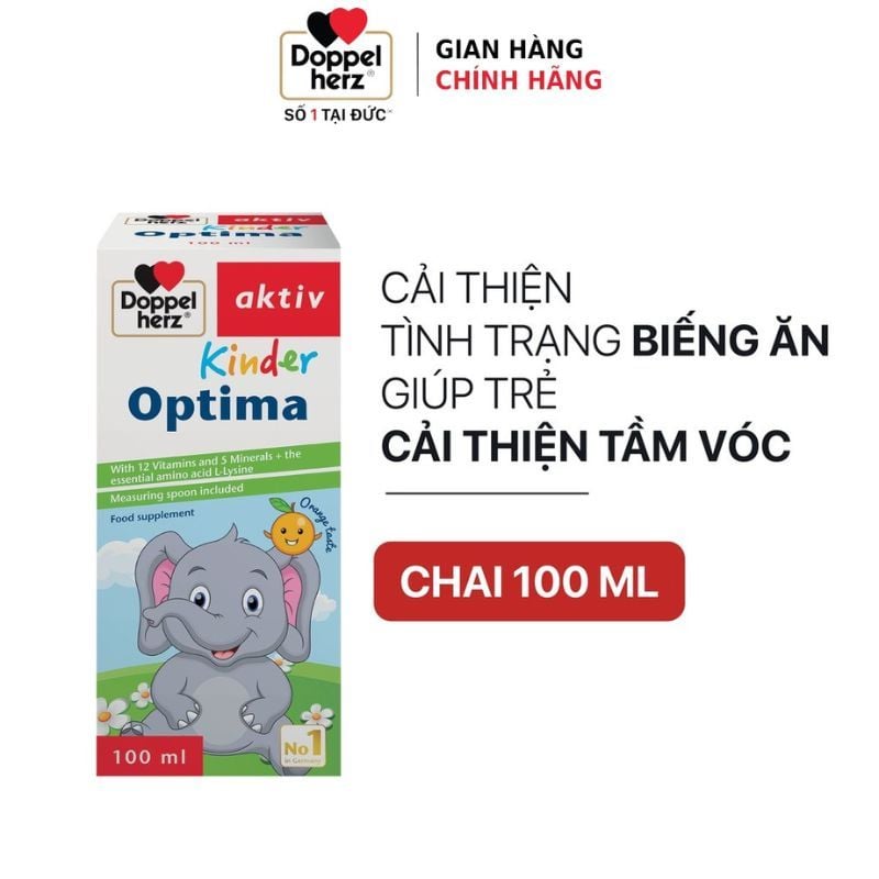 Siro Kinder Optima Doppelherz hỗ trợ trẻ ăn ngon, tăng cường tiêu hóa và nâng cao sức đề kháng (100ml)