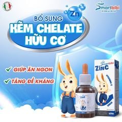 Kẽm chelate hữu cơ Smartbibi ZinC, cải thiện biếng ăn và tăng đề kháng cho trẻ