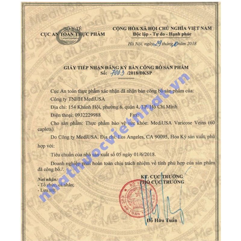 MediUSA Varicose Veins - Hỗ trợ điều trị suy giãn tĩnh mạch hiệu quả, hộp 30 viên