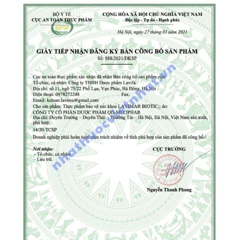 Lavima Biotic bổ sung lợi khuẩn, giảm nguy cơ viêm phụ khoa, hộp 20 viên