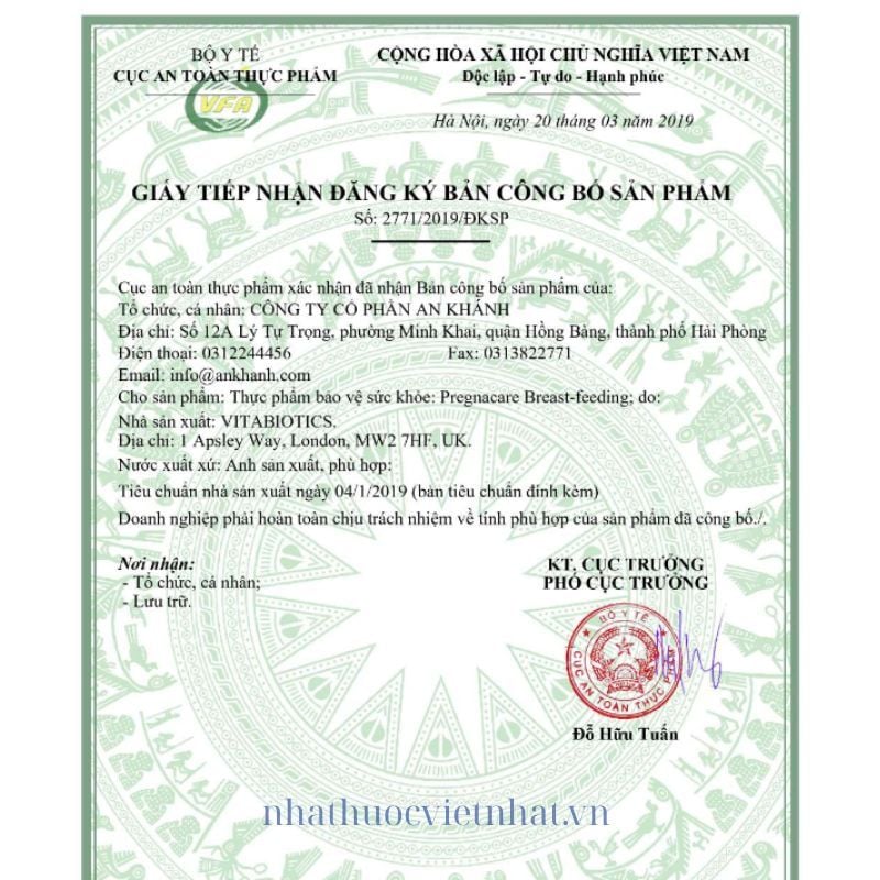 Vitamin tổng hợp sau sinh Pregnacare Breast feeding Bú Anh - Nhập khẩu chính hãng