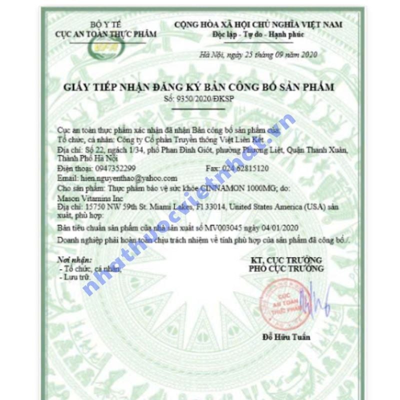 Mason Natural Cinnamon 1000mg - Hỗ Trợ Kiểm soát Đường Huyết Hiệu Quả Cho Người Bị Tiểu Đường