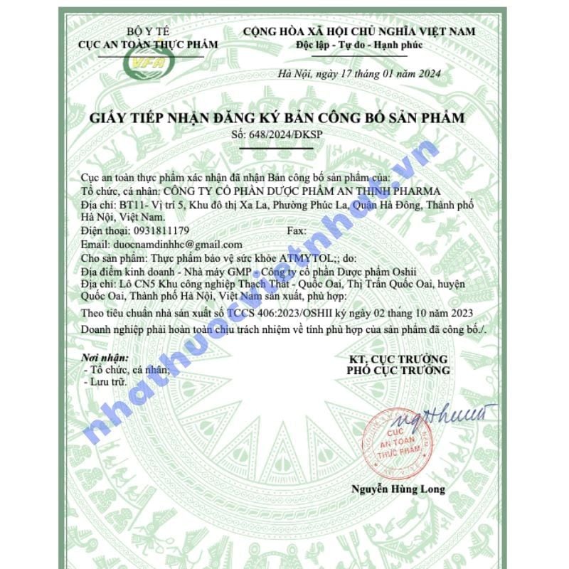 ATMYTOL - Viên uống tăng chất lượng trứng (bổ trứng) và cải thiện khả năng mang thai ở nữ, hộp 30 viên