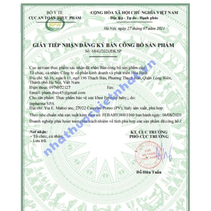 Sắt hữu cơ Ferrolip Baby - Hỗ trợ giảm nguy cơ thiếu máu, thiếu sắt ở trẻ em