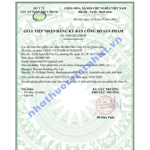 Viên uống bổ não Ginkgo and Brahmi 3000 Henry Blooms, hoạt huyết, cải thiện tuần hoàn não, hộp 30 viên