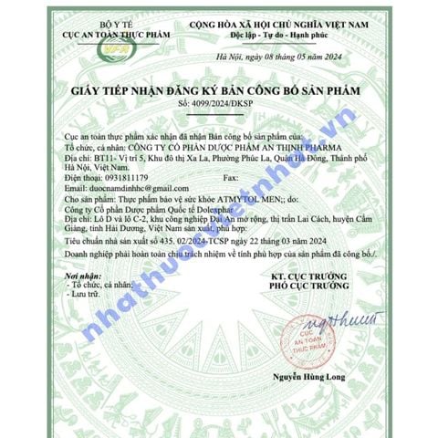 ATMYTOL MEN Chính Hãng - Hỗ Trợ Cải Thiện Chất Lượng Tinh Trùng Cho Nam Giới