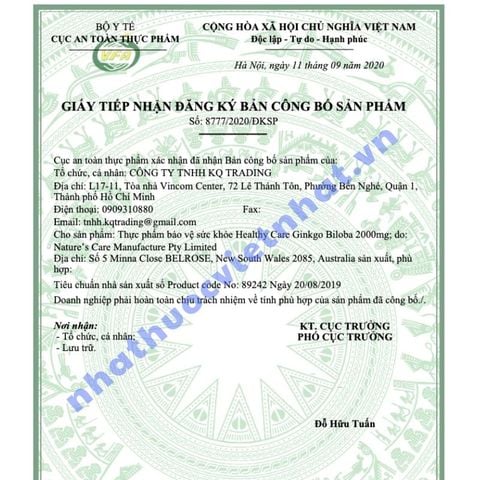 Ginkgo Biloba 2000 Healthy Care Từ Úc - Giảm Đau Đầu, Chóng Mặt và Mất ngủ, Hộp 100 Viên