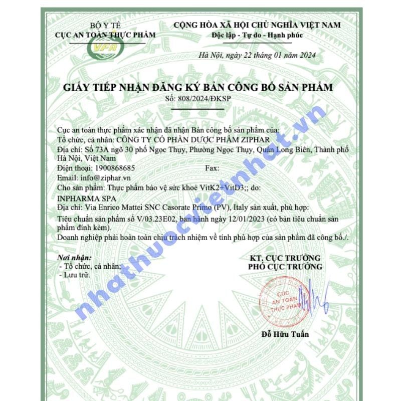 Siro VitK2 + VitD3 Ziphar - Hỗ trợ hấp thu canxi, giúp trẻ ngủ ngon & phát triển xương chắc khỏe (0-9 tuổi)