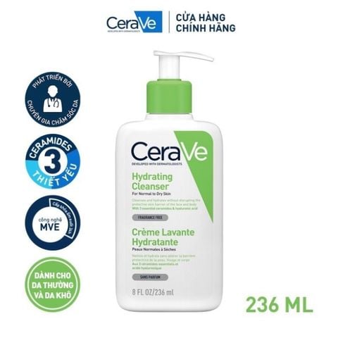 Sửa rửa mặt CERAVE cho da mụn, da nhạy cảm - 236 ml