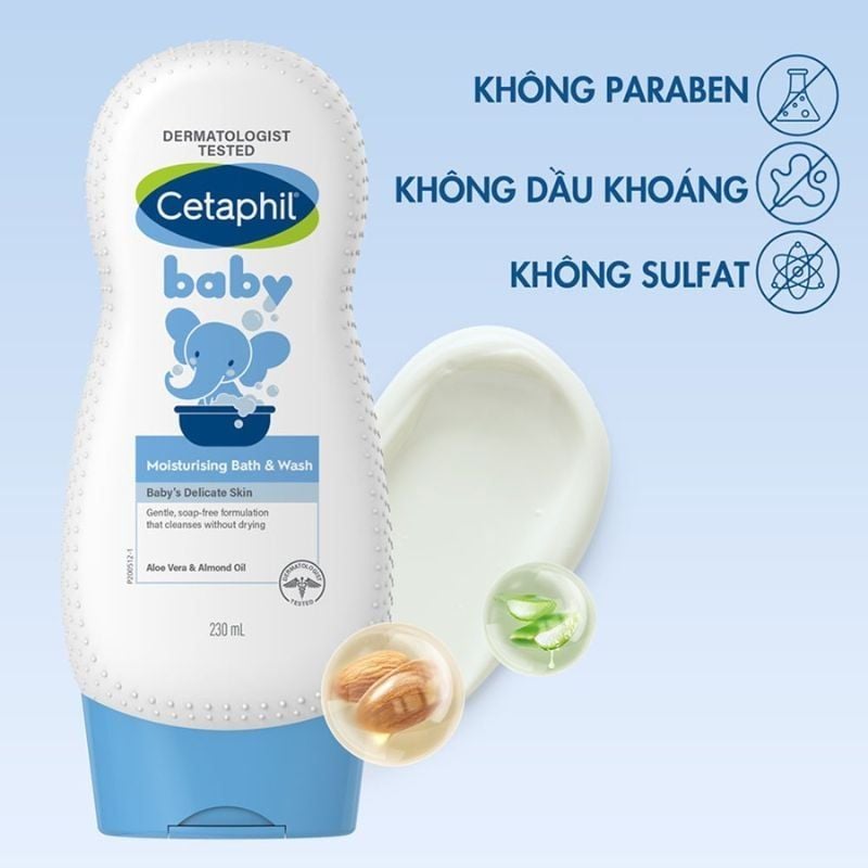 Sữa tắm dưỡng ẩm dịu lành cho bé Cetaphil Baby Moisturizing Bath & Wash, 230 ml