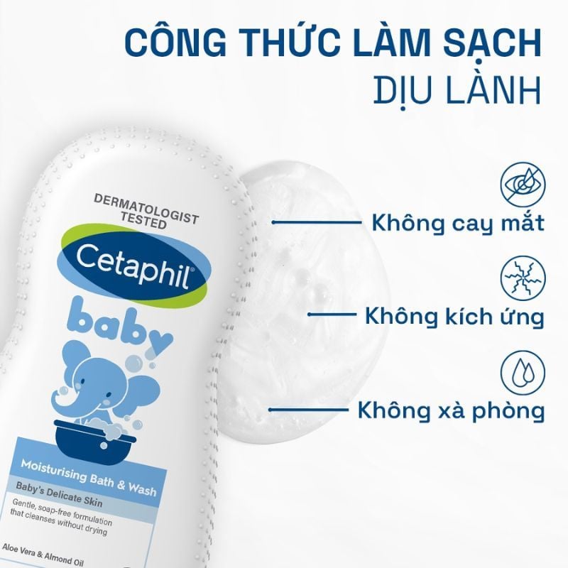 Sữa tắm dưỡng ẩm dịu lành cho bé Cetaphil Baby Moisturizing Bath & Wash, 230 ml