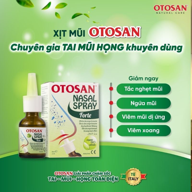 Xịt mũi người lớn Otosan Nasal Spray Forte giúp hết tắc nghẹt mũi, sổ mũi
