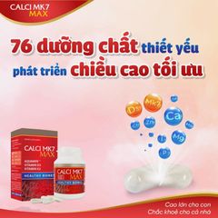 Calci MK7 Max - Bổ sung canxi hữu cơ từ tảo biển đỏ, kết hợp với vitamin D3 và K2MK7, hộp 60 viên