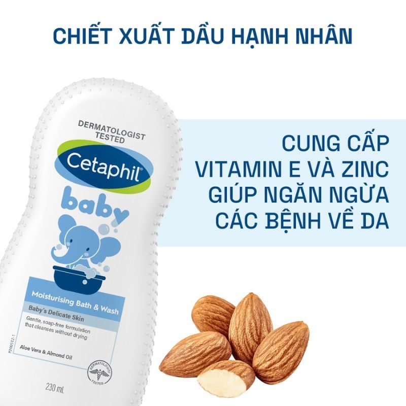 Sữa tắm dưỡng ẩm dịu lành cho bé Cetaphil Baby Moisturizing Bath & Wash, 230 ml