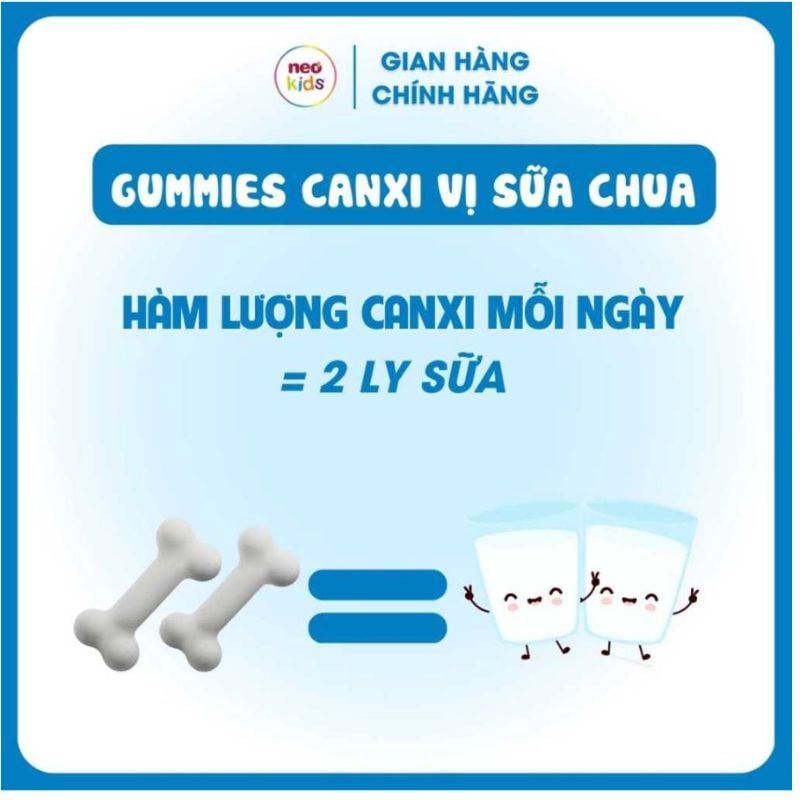 Gummies Canxi Neo Kids - Kẹo canxi cho bé vị sữa chua