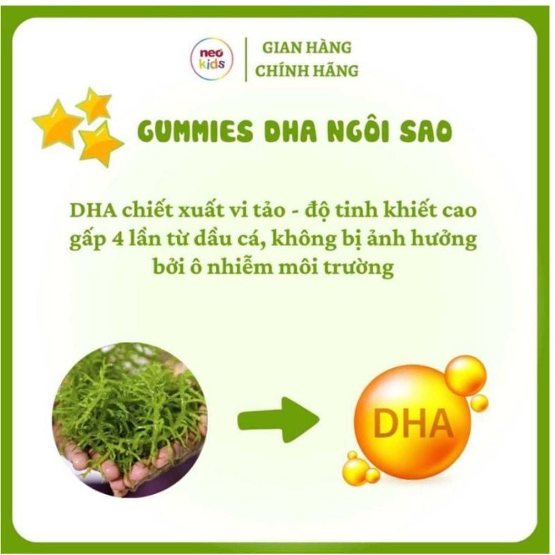 Kẹo dẻo Neo Kids Gummies Omega 3 DHA giúp bé thông minh, ghi nhớ tốt, lọ 60 viên