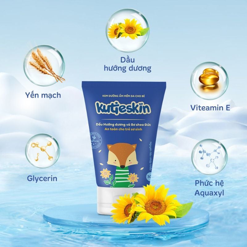 Kem Kutieskin dưỡng ẩm giúp làm mềm da cho bé, giảm khô ngứa, nứt nẻ da (màu xanh đậm)