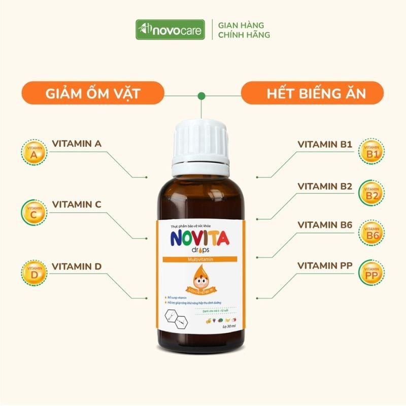 Vitamin Novita Drops - Bổ sung vitamin tổng hợp, hỗ trợ tăng đề kháng cho trẻ từ 0 tháng tuổi (Novita Plus Mẫu Mới)