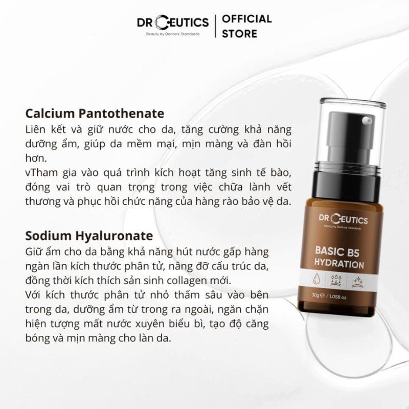 Serum DrCeutics Basic B5 Hydration tinh chất dưỡng ẩm và làm dịu da cho da dầu mụn, 30g