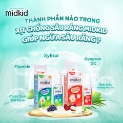 Xịt chống sâu răng Midkid - Giải pháp ngừa sâu răng, giảm ố vàng và làm sạch khoang miệng cho trẻ, chai 30ml