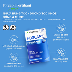 Forcapil Fortifiant - Bí quyết cho mái tóc chắc khỏe, bóng mượt chỉ sau 3 tháng sử dụng, hộp 60 viên