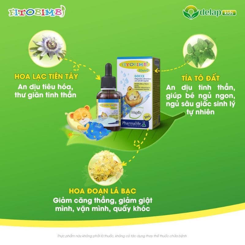 Siro ngủ ngon cho bé Fitobimbi Sonno hỗ trợ cải thiện giấc ngủ cho trẻ từ sơ sinh từ thiên nhiên (30ml)