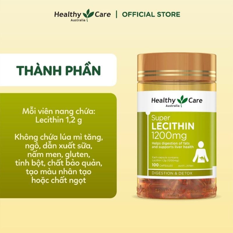 Mầm Đậu Nành Lecithin Healthy Care - Hỗ trợ giảm cholesterol, tăng cường chức năng gan, hộp 100 viên