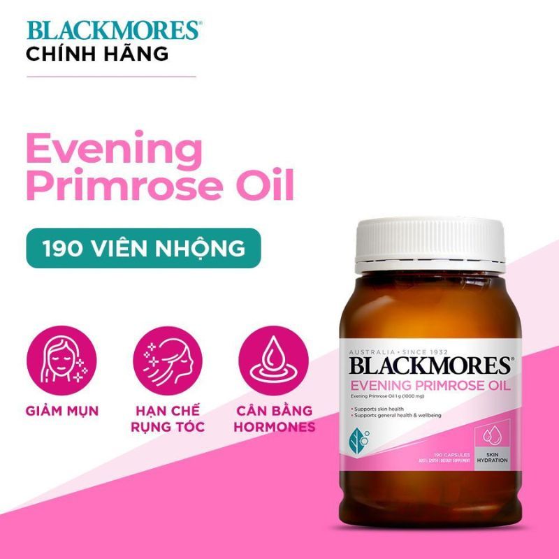 Tinh dầu hoa anh thảo Blackmores Evening Primrose - Hỗ trợ làm đẹp da, cân bằng nội tiết (190 viên)