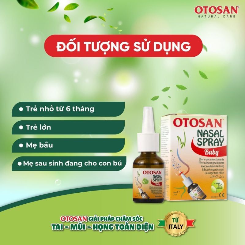 Xịt mũi Otosan Nasal Spray Baby - Hỗ trợ giảm nghẹt mũi, viêm mũi cho bé, nhập khẩu từ Ý