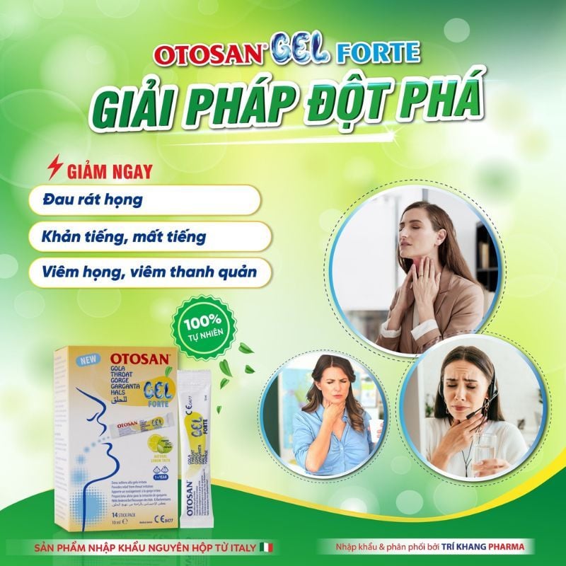 Gel Otosan Throat Gel Forte giúp giảm ho, giảm đau họng, điều trị viêm họng cấp tính, nhập khẩu từ Ý