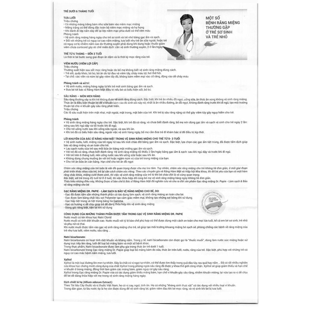 Gạc rơ lưỡi Dr. Papie giúp sạch lưỡi, nướu, răng hộp 30 gói