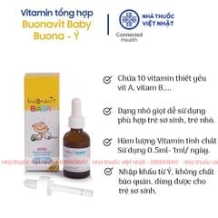Buonavit Baby, vitamin tổng hợp dạng nhỏ giọt cho trẻ từ 0 tháng tuổi, mẫu mới, lọ 20ml