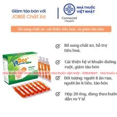 Jobee Chất Xơ - Hỗ Trợ Tiêu Hóa, Giảm Táo Bón Cho Trẻ Em và Người Lớn, Hộp 20 ống