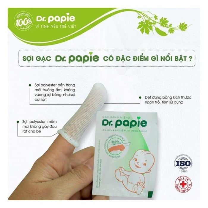 Gạc rơ lưỡi Dr. Papie giúp sạch lưỡi, nướu, răng hộp 30 gói