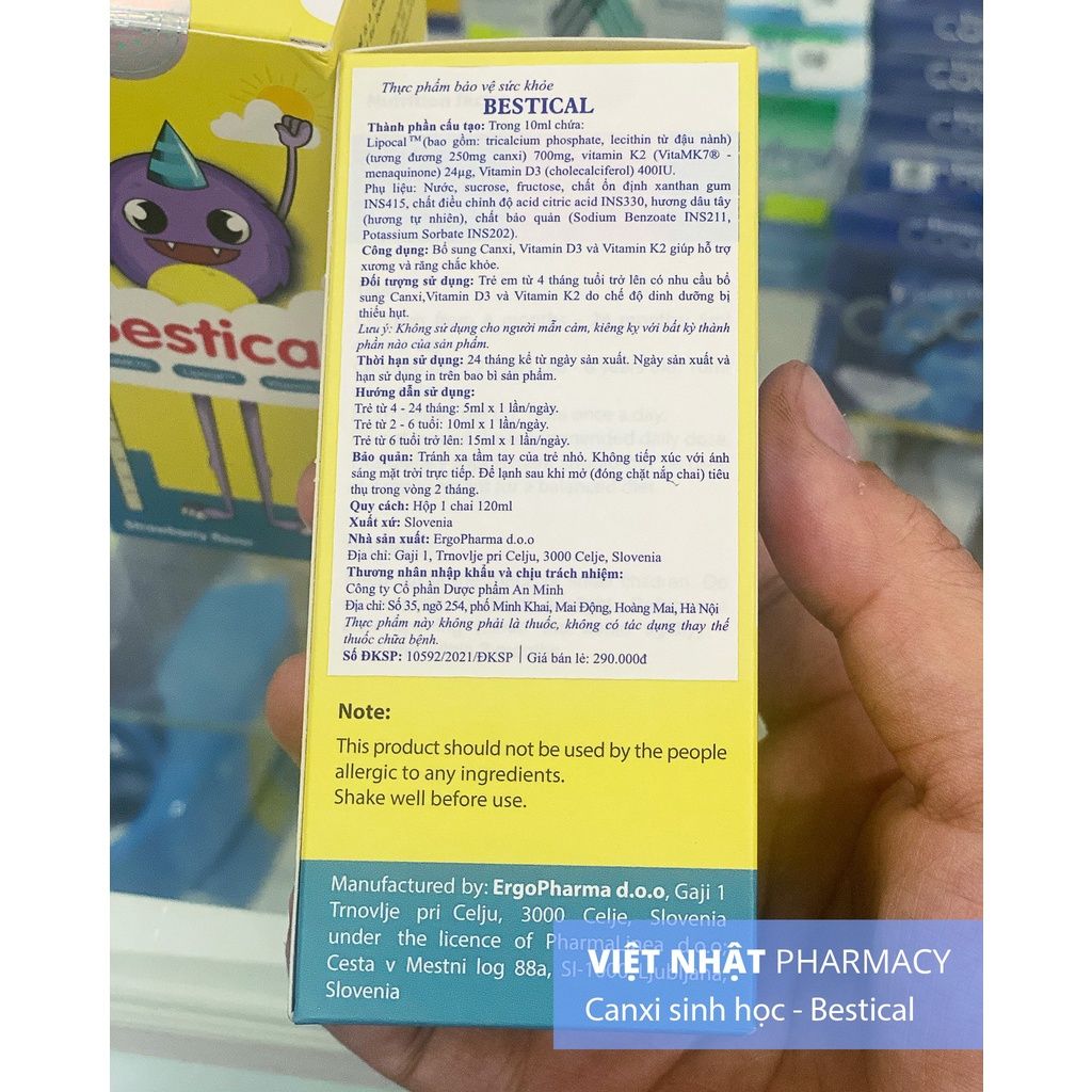 Canxi sinh học Bestical bổ sung canxi, vitamin D3 và vitamin K2MK7
