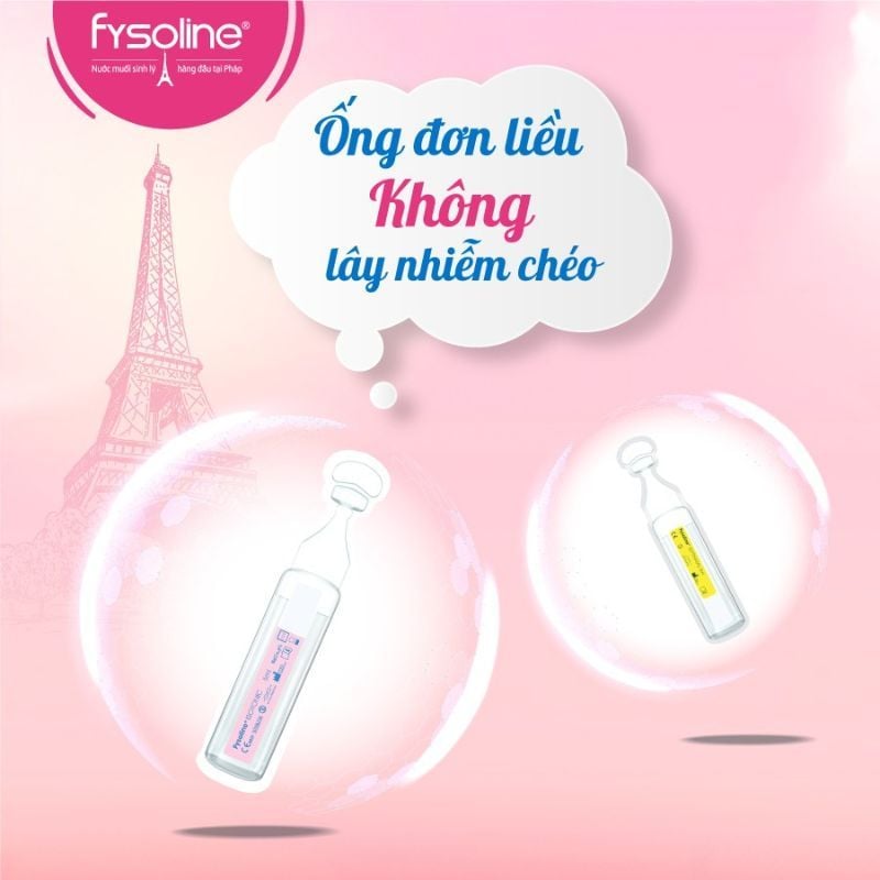 Nước muối sinh lý Fysoline hồng vệ sinh tai, mũi, mắt hằng ngày cho trẻ sơ sinh và trẻ nhỏ, hộp 40 ống x 5ml